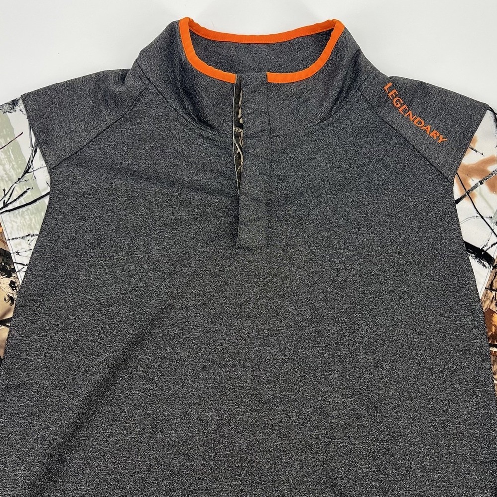 Legendary Whitetails Uline Pullover Top Mens XXL Gray Camo 1/4 Snap Hunting Flex